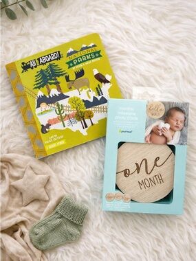 Baby Monthly Milestone Cards and Baby Book